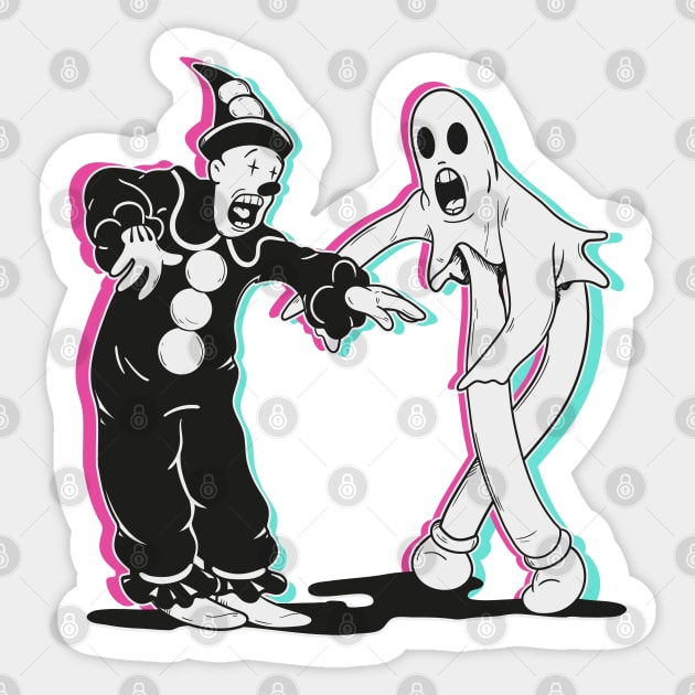 fantasma y payaso bailando Sticker by PaperHead